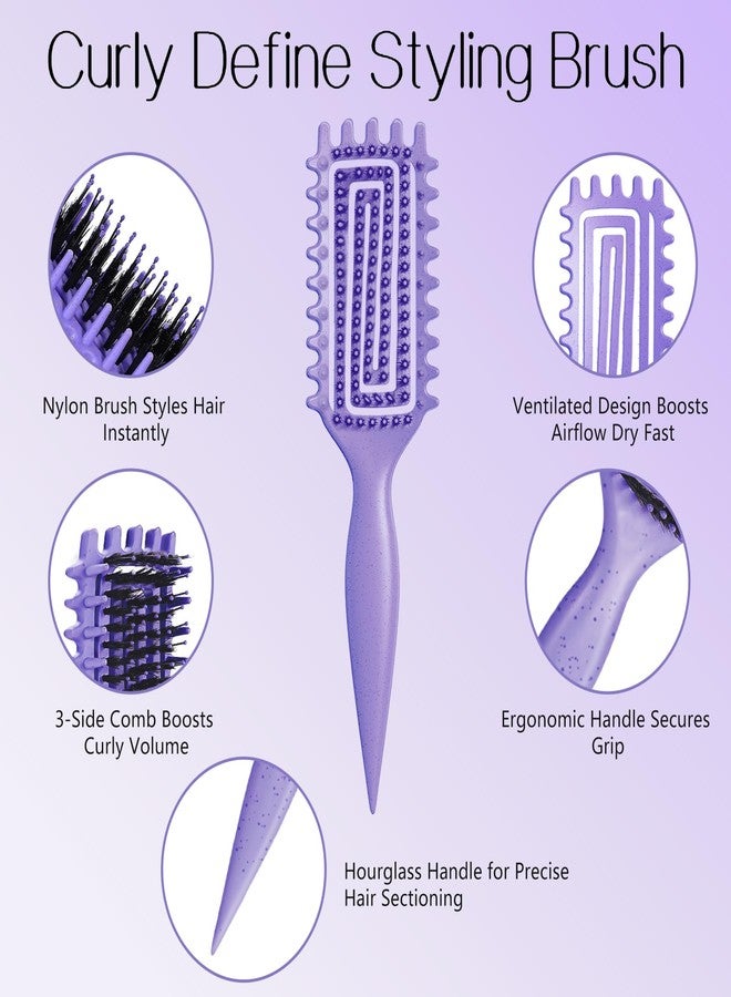 Tcsxady Curly Hair Brush,Curl Defining Brush for Effortlessly Defined Curls & Waves,Vented Hair Brush for Wet & Dry Hair,Women and Men,Reduces Frizz (Purple) - Image 2